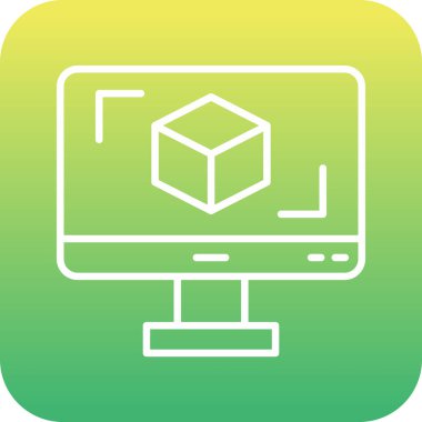 3D modelli bilgisayar ekranı, vektör illüstrasyonu