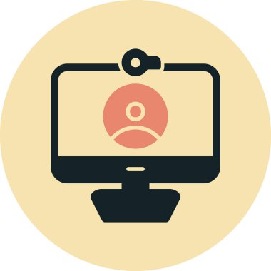 çevrimiçi konferans, illüstrasyon, vektör simgesi