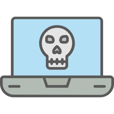 Laptop vektör çiziminde ölü kafatası simgesi