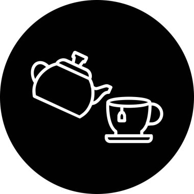 Çaydanlık ve çaydanlık ikon vektör çizimi