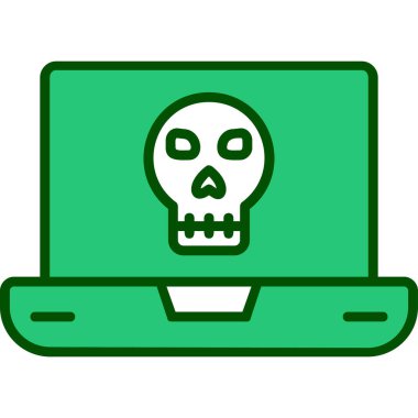 Laptop vektör çiziminde ölü kafatası simgesi