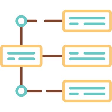 İş diyagramı simgesi. Ağ şeması simgesi. Veritabanı sembolü, vektör illüstrasyonu