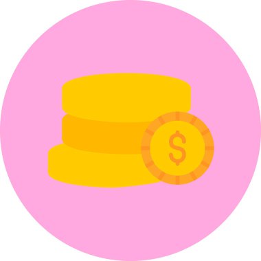 Dolar işareti ağ simgesi olan bozuk para yığını, vektör illüstrasyonu