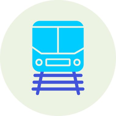 Demiryolu raylarındaki tren simgesi, vektör illüstrasyonu 