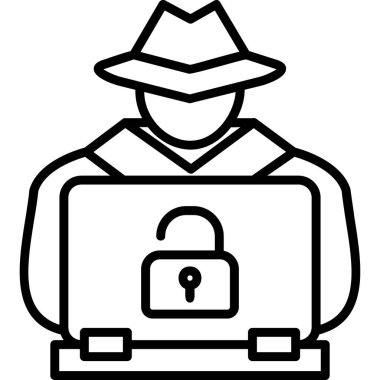 Hacker siber saldırı simgesi, vektör illüstrasyonu