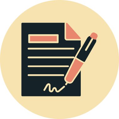 Sözleşme simgesi imzalama, basit vektör illüstrasyonu