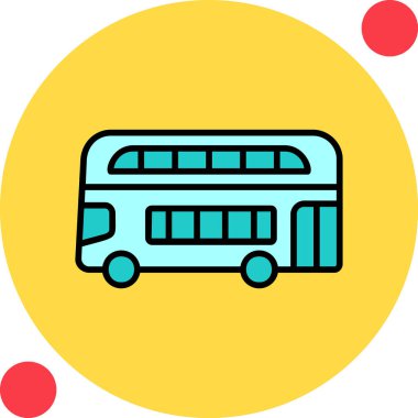 Çift katlı otobüs. Web simgesi basit illüstrasyon