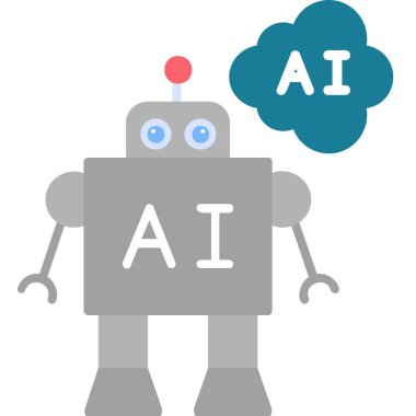 Yapay zeka. robot ikon vektör illüstrasyonu 