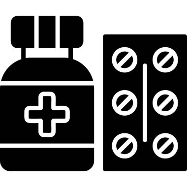 Haplı ilaç şişesi. Web simgesi basit illüstrasyon