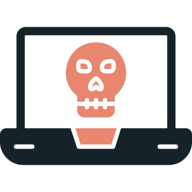 Laptop vektör çiziminde ölü kafatası simgesi
