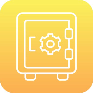 Dolap, güvenli, Vector Line Illustration. İş ve Finans simgesi.