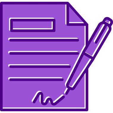 Sözleşme simgesi imzalama, basit vektör illüstrasyonu