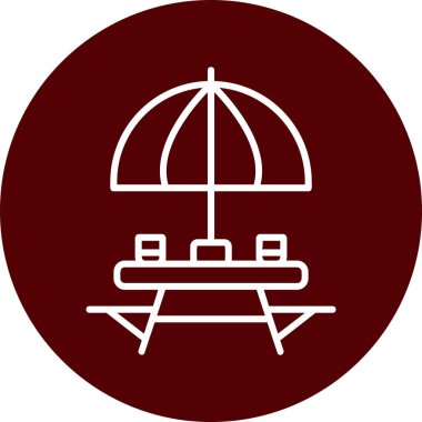 Sahildeki Açık Masa simgesinin vektör çizimi. 