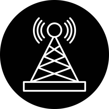 Uydu kulesi işaret çizgisi ağ simgesi, vektör illüstrasyonu