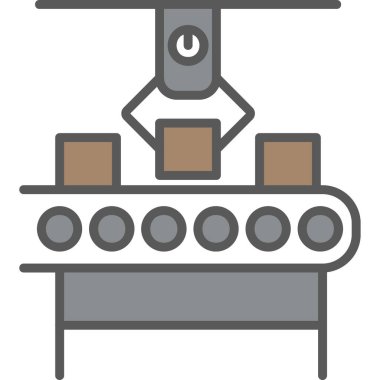 Üretim süreci simgesi, vektör illüstrasyonu basit tasarım