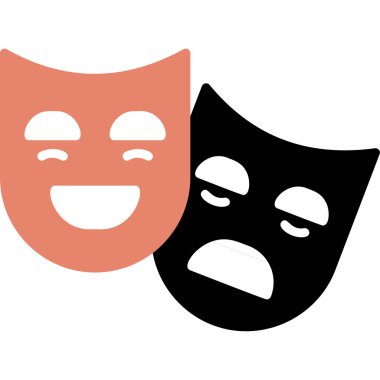 Tiyatro Maskeleri web simgesi, vektör illüstrasyonu 
