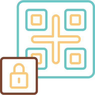 Asma Kilit Simgesi ile Qr Kodu, Vektör İllüstrasyonu 