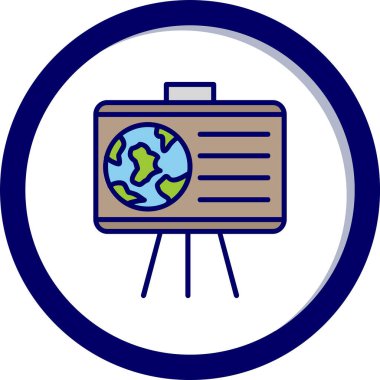 Coğrafya web simgesi, vektör illüstrasyonu