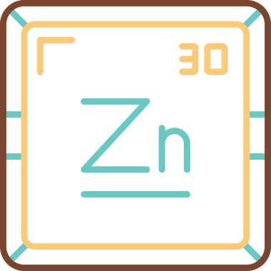 çinko kimyasal element simgesi web illüstrasyonu