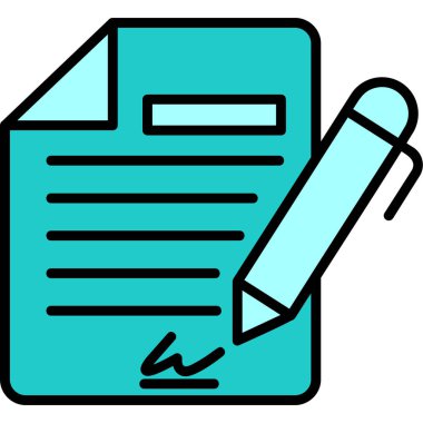 Sözleşme simgesi imzalama, basit vektör illüstrasyonu