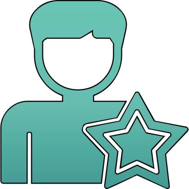 Yıldızlı adam, teşvikli ikon vektör illüstrasyonu