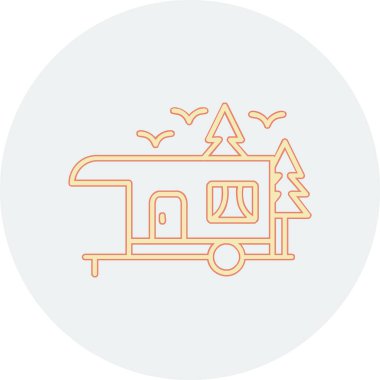 kamp karavan simge vektör çizim