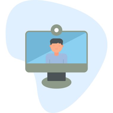 çevrimiçi konferans, illüstrasyon, vektör simgesi