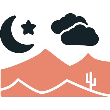 Dağdaki gece sahnesinin vektör illüstrasyonu 