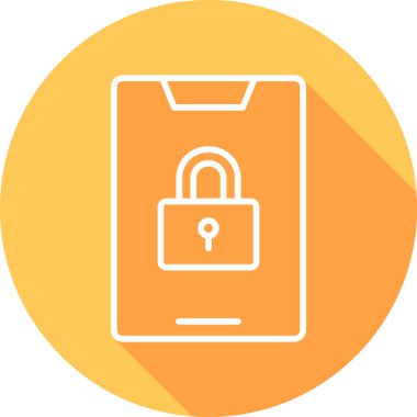 Kilit simgesine sahip akıllı telefon, vektör illüstrasyonu basit tasarım