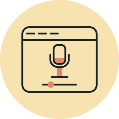 Çevrimiçi Kayıt, mikrofon ikonu vektör illüstrasyonu