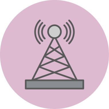 Uydu kulesi işaret çizgisi ağ simgesi, vektör illüstrasyonu