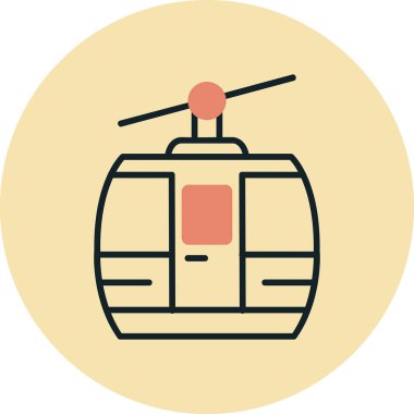 Kablo araba simgesi, vektör illüstrasyonu 