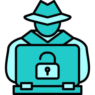 Hacker siber saldırı simgesi, vektör illüstrasyonu