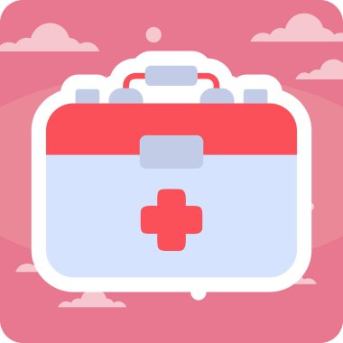 İlk Yardım Kit web simgesi, vektör illüstrasyonu 