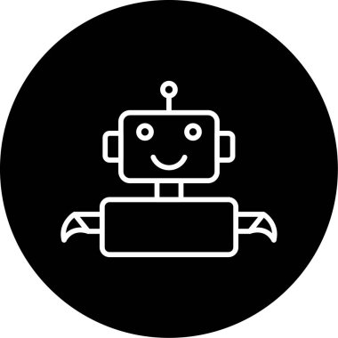 robot düz simgesi, vektör illüstrasyonu 