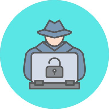 Hacker siber saldırı simgesi, vektör illüstrasyonu