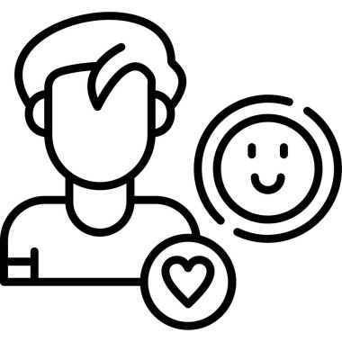 Mutlu emoji simgesine sahip insan avatarı, vektör illüstrasyonu basit tasarım