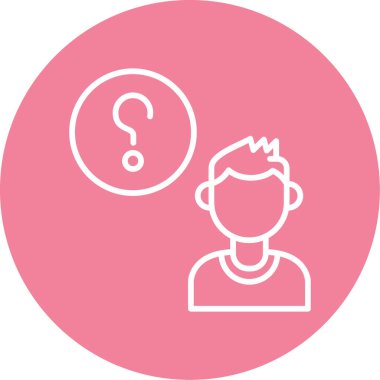 Müşteri Soru simgesi, vektör illüstrasyonu. Logotype. Konuşma balonunda soru işareti olan çocuk Avatar 'ı  