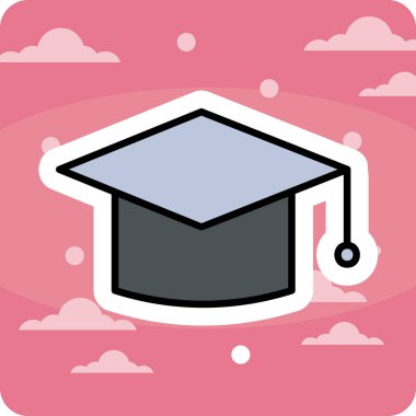 mezuniyet şapkası, web simgesi basit illüstrasyon