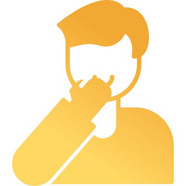 Man Touch Face web simgesi, vektör illüstrasyonu