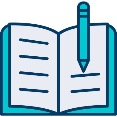 kitap ve kalem ikonu vektör illüstrasyonu