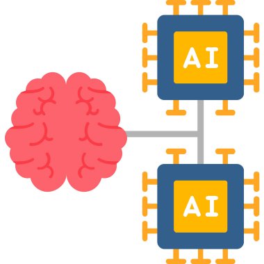 Yapay zeka simgesi, makine öğrenimi ve siber zihin egemenliği konsepti, vektör illüstrasyonu