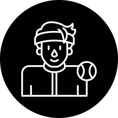 Tenis oyuncusu simgesi, vektör illüstrasyonu 