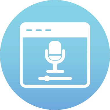 Çevrimiçi Kayıt, mikrofon ikonu vektör illüstrasyonu