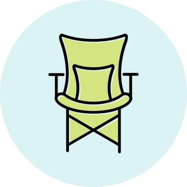 Kamp Sandalyesi Web simgesi, vektör illüstrasyonu