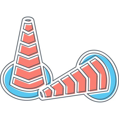 Trafik Konileri web simgesi, vektör illüstrasyonu