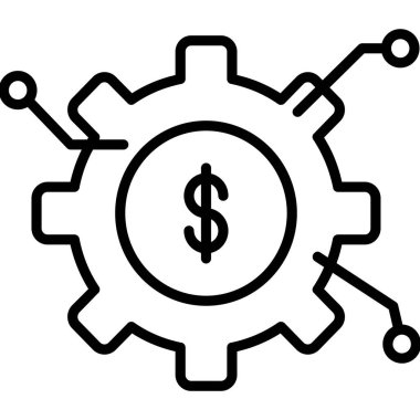 Varlık Yönetimi simgesi. Çarklı dolar sembolü, vektör illüstrasyonu 