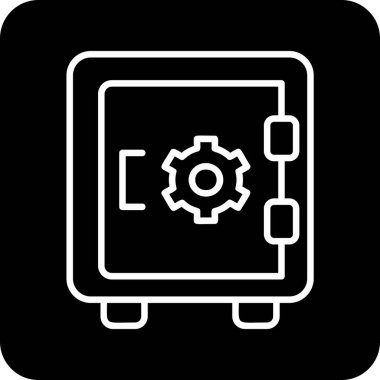 Dolap, güvenli, Vector Line Illustration. İş ve Finans simgesi.