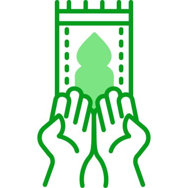 Elleri olan kilise, dua kavramı. Web simgesi basit illüstrasyon