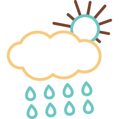 Yağmurlu bir hava. Web simgesi vektör illüstrasyonu 